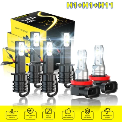 For 2004-2008 Jaguar X-Type 6PCS Front LED Headlight Hi/Lo Beam Fog Light Bulbs - Image 1 of 4