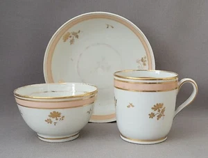 NEW HALL GOLD SPRIGS PATTERN 167 TRIO C1790-1800 PAT PRELLER COLLECTION - Picture 1 of 11