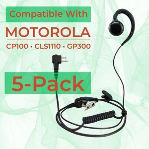 5x Swivel Headset Earpiece PTT for Motorola CP100 CP200D CLS1110 CLS1410 GP300 - Picture 1 of 13