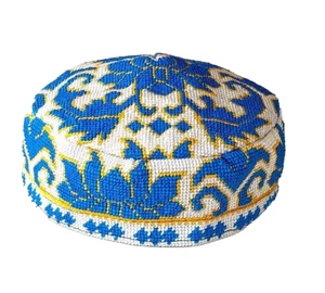 UZBEK IROQI TRIBAL HAND EMBROIDERED SILK HAT - UNISEX - APPROX 22.25 INCHES - Picture 1 of 4