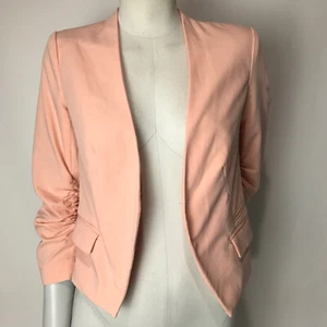 Dotti Jacket Peach Size 8 Open Front 3/4 Ruched Sleeves Lined Business Casual - Picture 1 of 14