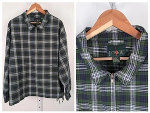 J Crew Vtg 90s Grunge Oarsman Label Madras Tartan Plaid Flannel Twill 1/2 Zip  - Picture 1 of 5
