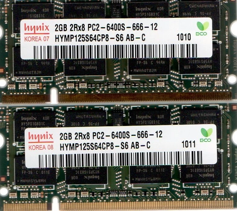 4GB 2x 2GB Kit PC2-6400 Laptop Memory HP Part# 516336-001 517844-001 530790-001  - Image 1 of 1