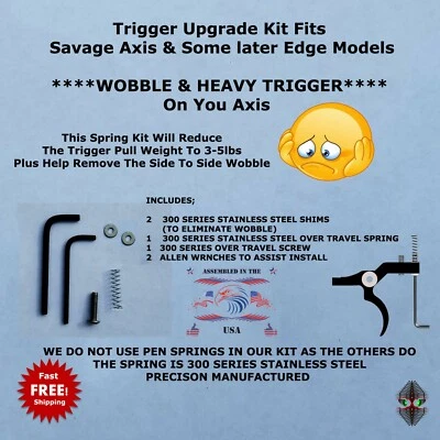 SAVAGE AXIS TRIGGER UPGRADE KIT SPRING OVERTRAVEL SCREW TRIGGER SHIMS WRENCHES 7 - Image 1 of 4