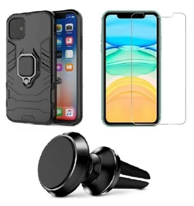 Pack Coque Anneau + Support aimant + Verre Trempé pour iPhone 16 14 13 12 11 Pro - Photo 1 sur 14