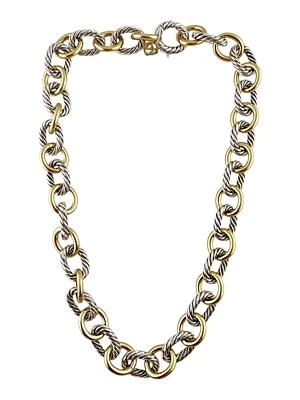 David Yurman 18K Yellow Gold & Sterling Silver Oval Chain Link Necklace #19784 - Image 1 of 4