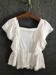 Passport Blouse Womens Size Medium White Square Neck 100% Cotton - Picture 1 of 8