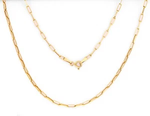 9ct Yellow Gold 18 inch Paperclip Chain Oval 2mm Link - UK Hallmarked - Picture 1 of 9