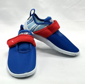 Speedo Kids Water Shoes Quick Dry Closed Toe  Hook and Loop L 9 10 Blue Red - Picture 1 of 5