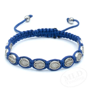 Pulsera Rosario Cordón Azul Medalla Milagrosa Virgen María | Ajustable | Cristiano - Imagen 1 de 7