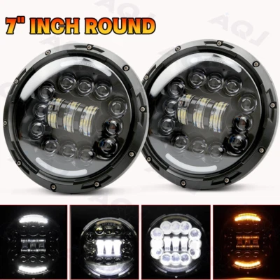 For MG MGB 1969-1981 Pair 7" Round LED Headlights Black Hi-Lo Beam DOT Approved Foto 1 de 4