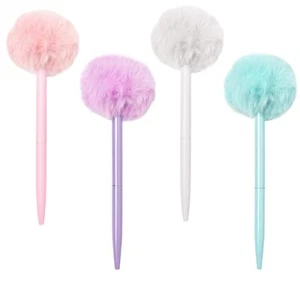 4 Pack Pom Pom Ballpoint Pens Fluffy Cute Pens for Office School Accessories - Picture 1 of 6