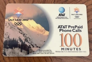 TARJETA TELEFÓNICA PREPAGO AT&T 100 MINUTOS SALT LAKE 2002 JUEGOS OLÍMPICOS - Imagen 1 de 2