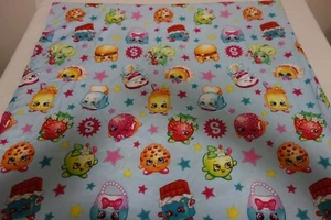 Shopkins Top Flat Twin Bed Sheet Blue Stars Foodies - Picture 1 of 2