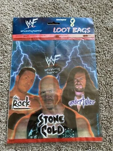 Vintage NEW 1999 WWF Wrestling Loot Party Gift Bags Rock Stone Cold Undertaker - Picture 1 of 4