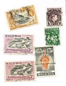 Nigeria Queen Elizabeth II and Others 6 Stamps Used Lightly Hinged - Picture 1 of 1