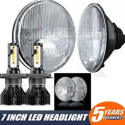 2PCS 7 inch Round LED Headlights HI/LO Beam Chrome for Ford F100 F150 F250 Truck Foto 1 de 4