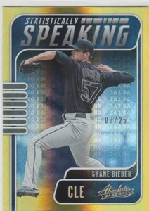 2021 Panini Absolute Statistically Speaking Spectrum Gold 07/25 Shane Bieber  - Picture 1 of 1
