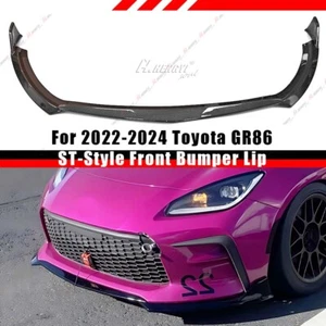 ST-Style Carbon Look Front Bumper Lip Body Kit Spoiler For Toyota GR86 2022-2025 - Picture 1 of 9