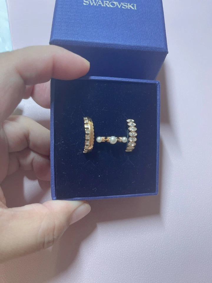 Swarovski Crystal Rhodium Plated Fizzy Size 7 Stackable Ring Set 5259273