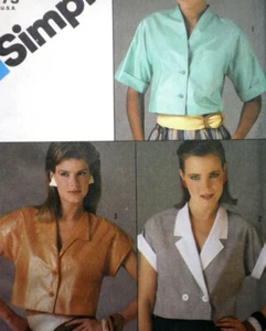 Vintage Simplicity 6466 drei Stile taillenlang Cropped Top Blusen Gr. 10 - Bild 1 von 4