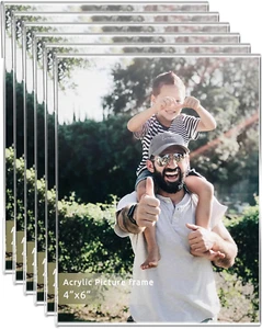 Clear Acrylic Photo Picture Frames Display Picture,Wall Mounting Clear for Home, - Picture 1 of 12