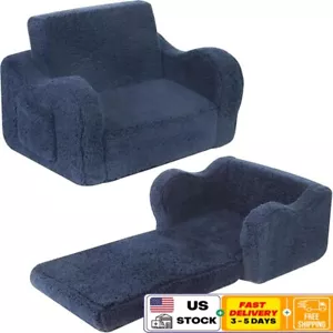 Kids Couch 2-in-1 Sherpa Sofa Convertible Lounger Fold Out Chair Toddlers New - Picture 1 of 6