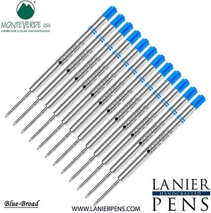 12 Pack- Monteverde P44 Ceramic Gel Ink Ballpoint Refill Blue Broad Tip 0.9mm - Picture 1 of 3