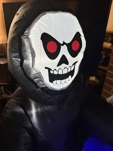 6ft Long Halloween Inflatable Motorcycle Grim Reaper Lighted Outdoor Yard Decor - Picture 1 of 13