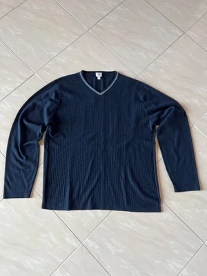#2728 ARMANI COLLEZIONI CASHMERE MEN'S V-NECK DARK BLUE SWEATER XXL - Image 1 of 4