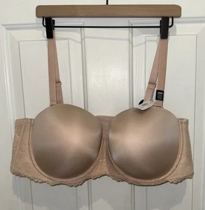 NUOVO reggiseno Torrid XO Bombshell tutti i giorni senza spalline leggermente foderato 46DD Rose Dust - Foto 1 di 6