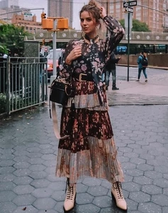 Zimmermann Dress Size 1 AU 10-12 /US 6-8 Unbridled Pleated Midi NO NECK TIE Asym - Bild 1 von 24