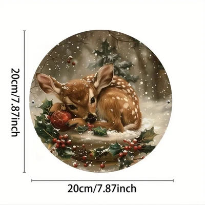 "Vintage Christmas Deer Aluminum Tin Metal Signs Home Décor Wall  Festive Accent - Image 1 of 4