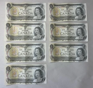 1973 Canada $1 One Dollar Banknotes Paper Money Crow Bouey Prefix EAY Lot of 7 - Picture 1 of 2