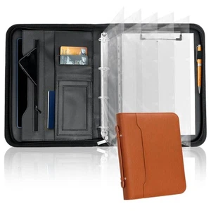Zipper Portfolio Binder with Clipped Notepad | Carrying Handle | Ring Binder,... - Picture 1 of 9