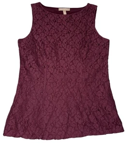 Blusa para mujer Banana Republic floral de encaje sin mangas pequeña granate forrada carrera - Imagen 1 de 9