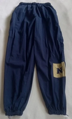 Calça Academia Naval dos EUA S 24x26 azul elástica tornozelo zíper cordão cintura usada - Imagem 1 de 4