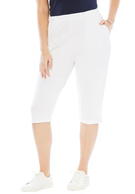 Pantalón capri de punto suave talla grande pequeño de Roaman para mujer talla grande Foto 1 de 4