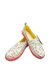 TOMS Girls Alpargata Loafer Flat, Ivory Floral Llamas Prin Size Y6 NWOB - Picture 1 of 8