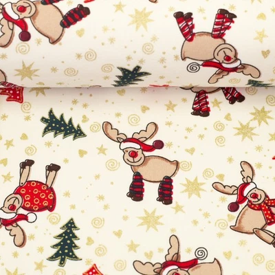 Weihnachtsbaumwolle 50 x 140/150 cm Rudolf das Rentier - Bild 1 von 4