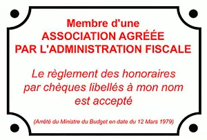 PLAQUE SIGNALETIQUE COMPTABILITÉ MEMBRE ASSOCIATION AGRÉÉE MEDECIN AVOCAT 15x20 - Imagen 1 de 1