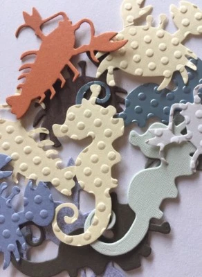 SEA CREATURE Troquelados (6 piezas) Caballito de mar•Cáscaras•Océano•Estrella•Langosta •Arena•Cangrejos•• Foto 1 de 4