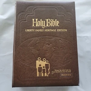 1977 Holy Bible Liberty Family Heritage Edition KJV Gilded Edges Red Letter Ed. - Foto 1 di 14