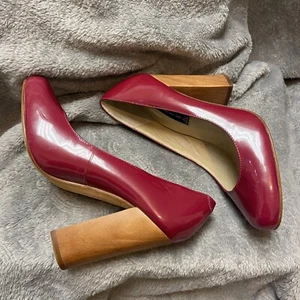 STEVEN by Steve Madden Bessy dunkelrosa Lackleder Holz Block Chunky Heel - Bild 1 von 9