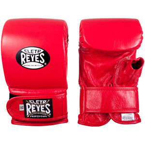 Cleto Reyes Leather Boxing Bag Gloves with Hook and Loop Closure - Red