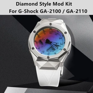 Para G-Shock GA-2100 GA2110 CasiOak Mod Kit Acero Diamante Bisel Estuche Correa de Goma - Imagen 1 de 34