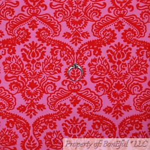 BonEful Fabric FQ Cotton Quilt VTG Pink Red Damask Flower Valentine Holiday Xmas - Picture 1 of 12