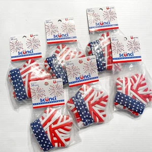 6 New packs of 36 pcs Hair Ties Scunci Red White Blue - Picture 1 of 3