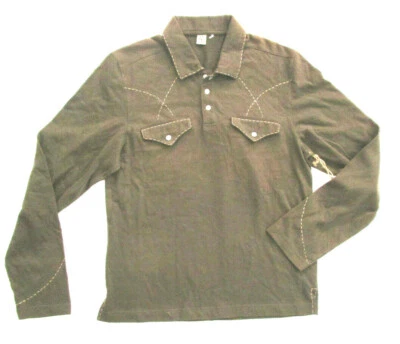 Men's FRX Clothing Western Long Sleeve Shirt, New Brown 1/2 Buttom Comfort Top S - Image 1 of 4