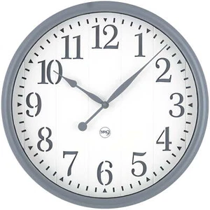 Large 15" Gray and White Farmhouse Analog Wall Clock, Indoor Decorative Clock - Picture 1 of 12